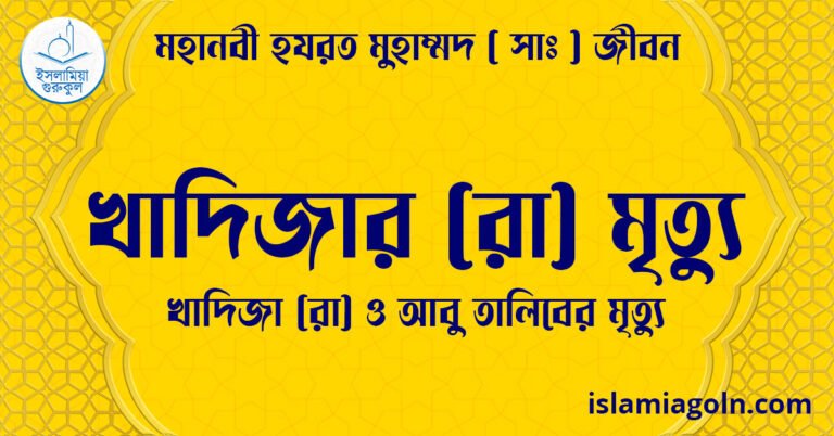 খাদিজার রা মৃত্যু | খাদিজা (রা) ও আবু তালিবের মৃত্যু | মহানবী হযরত মুহাম্মদ ( সাঃ ) জীবন