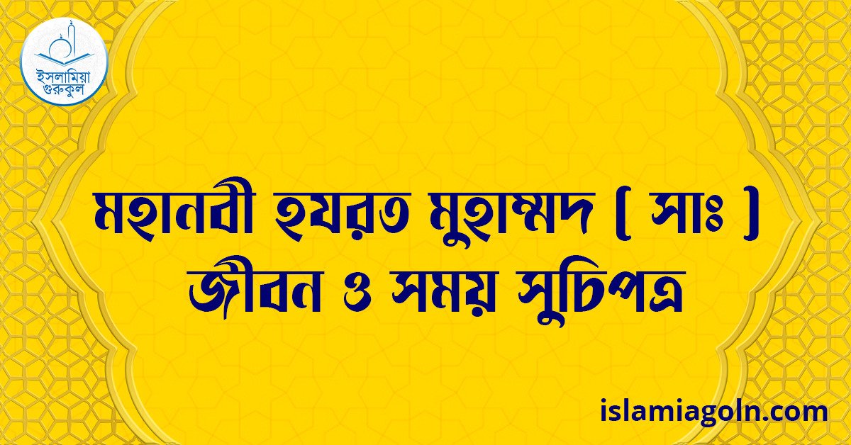 মহানবী হযরত মুহাম্মদ ( সাঃ) জীবন ও সময় সুচিপত্র