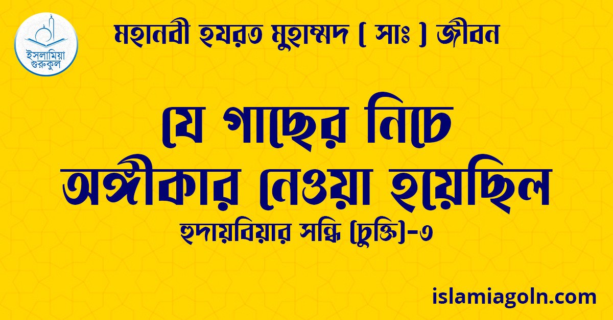 যে গাছের নিচে অঙ্গীকার নেওয়া হয়েছিল | হুদায়বিয়ার সন্ধি (চুক্তি)-৩ | মহানবী হযরত মুহাম্মদ ( সাঃ ) জীবন
